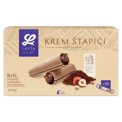 Lasta Wafer sticks with hazelnut cream | Krem štapići s lješnjakom 200g