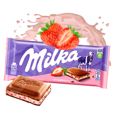 Milka Chocolate - Strawberry - 100g — Euro Food Hub, LLC