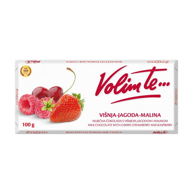 Zvečevo Milk chocolate with red fruit filling | Mliječna čokolada sa višnja-jagoda-malina punjenjem 100g