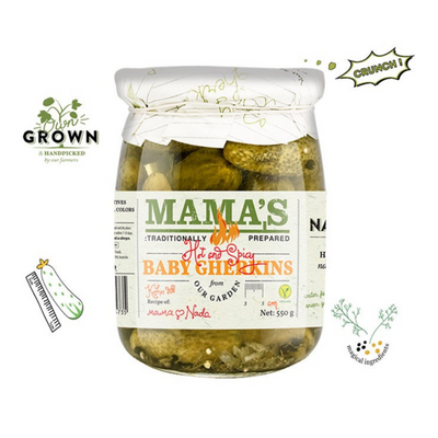 Mama’s Hot & spicy baby gherkins | Ljuti kornišoni 550g